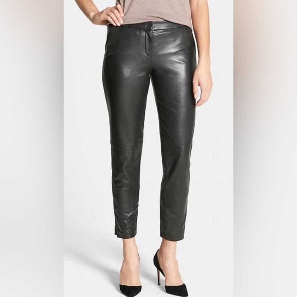 Beautiful Lamb Skin Leather crop pants size 4 NWT